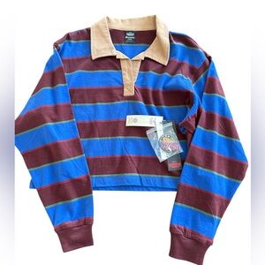 Netflix Stranger Things Cropped Rugby Polo Women's Medium New W Tags & Patches